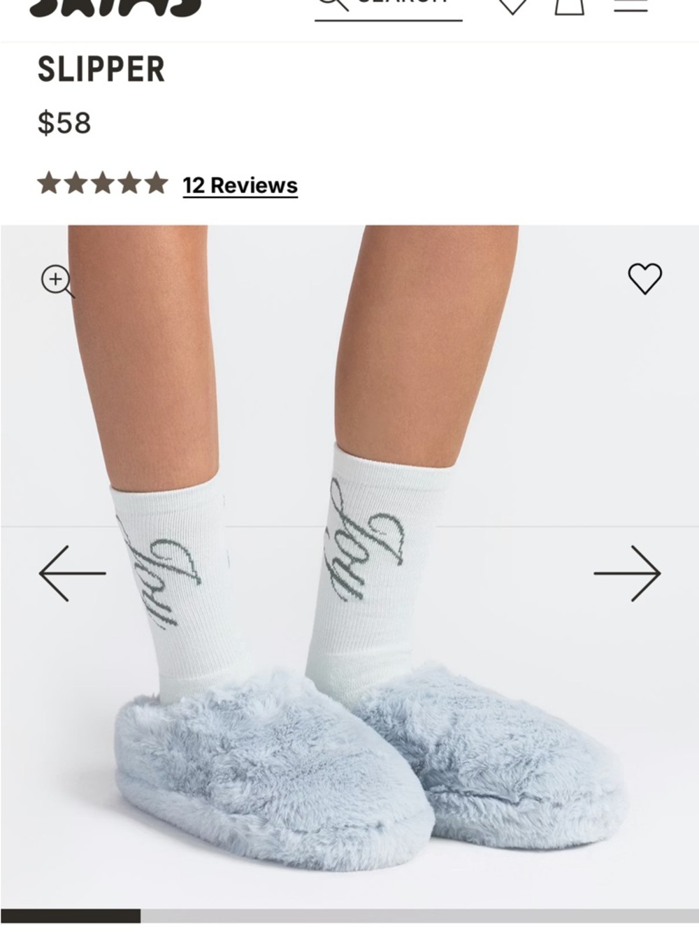 Skims Fuzzy Slippers in Light Blue